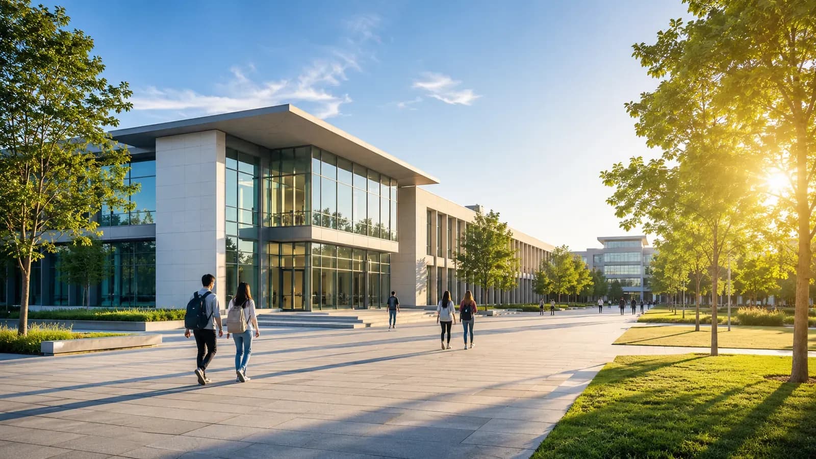 Students walking through the Lington Global Education campus